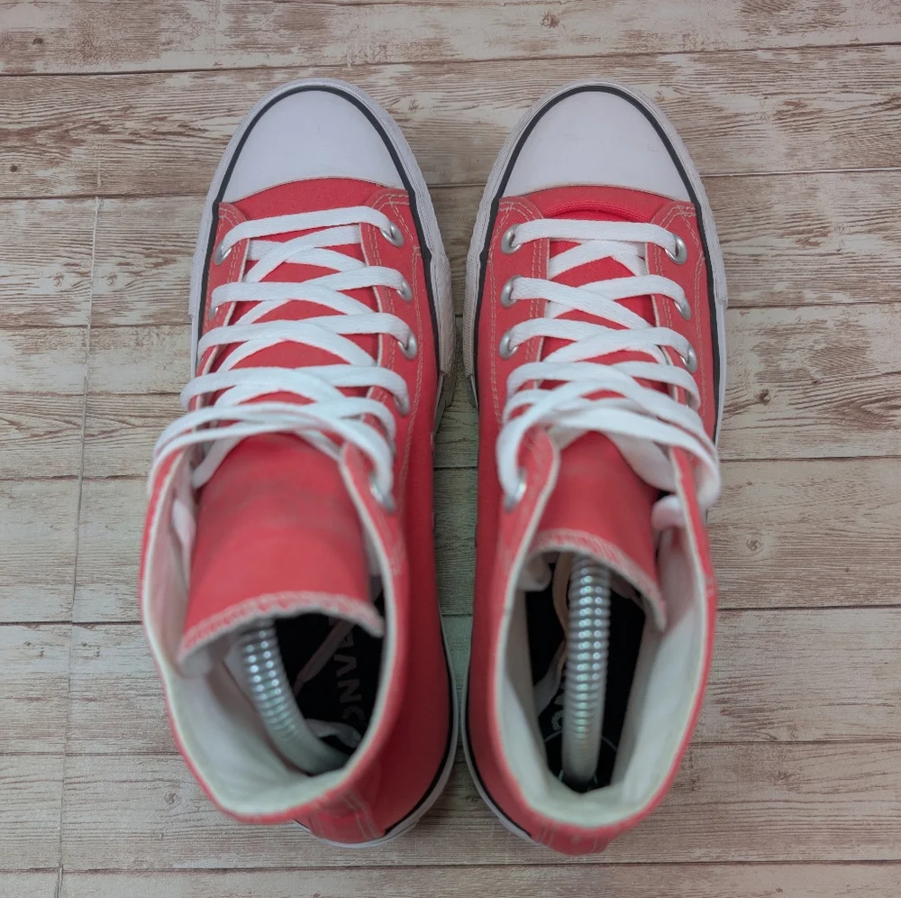 Converse All Star High Top Platform Salmon Pink Sneaker Trainer Shoes Women's 8 - Picture 4 of 13